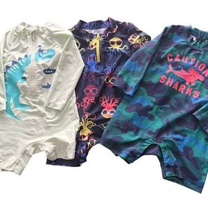 Baby Gap Swimsuit lot Boy 18-24 Month Rash Guard Full Body long sleeve zip